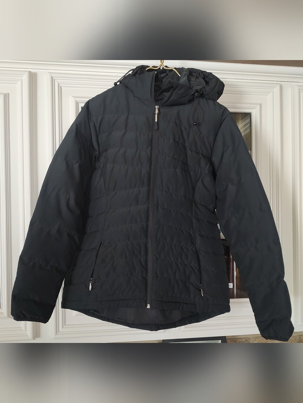 Size M Ladies Magellan Black Hooded Jacket - Puffer